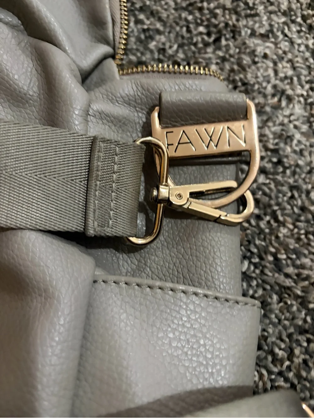 Fawn Design light cream leather backpack with gold hardware